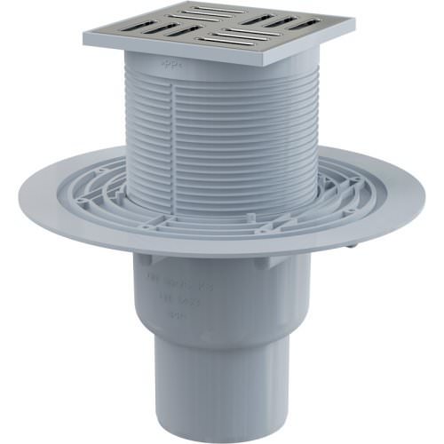 Трап AlcaPLAST cливной прямой 105×105/50 мм гидрозатвор мокрый
