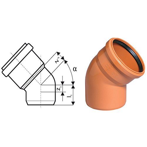 Отвод Cosmoplast 45° 160 рыжий