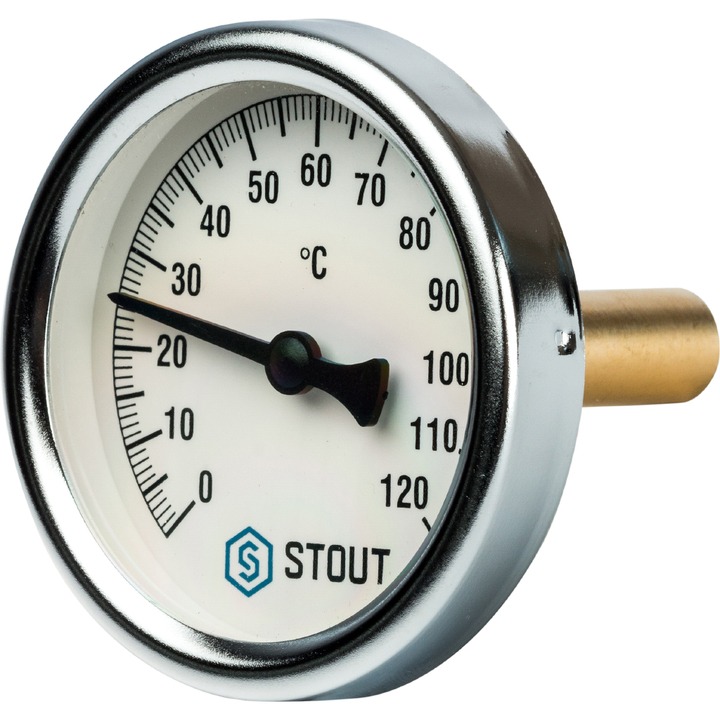 Термометр Stout биметаллический с погружной гильзой 50 мм 1/2