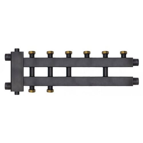 Коллектор отопления распределительный Warme WKD.R.85.К.F с гидроразделителем и накидными гайками на 3+1+1 контура (компакт)