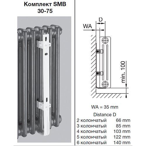 Комплект кронштейнов Zehnder SMB50