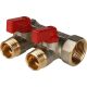 Коллектор Stout распределительный 3/4″ с запорными кранами и 2 отводами 1/2″ ручки красные Коллектор Stout распределительный 3/4