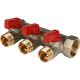 Коллектор Stout распределительный 3/4″ с запорными кранами и 3 отводами 1/2″ ручки красные Коллектор Stout распределительный 3/4